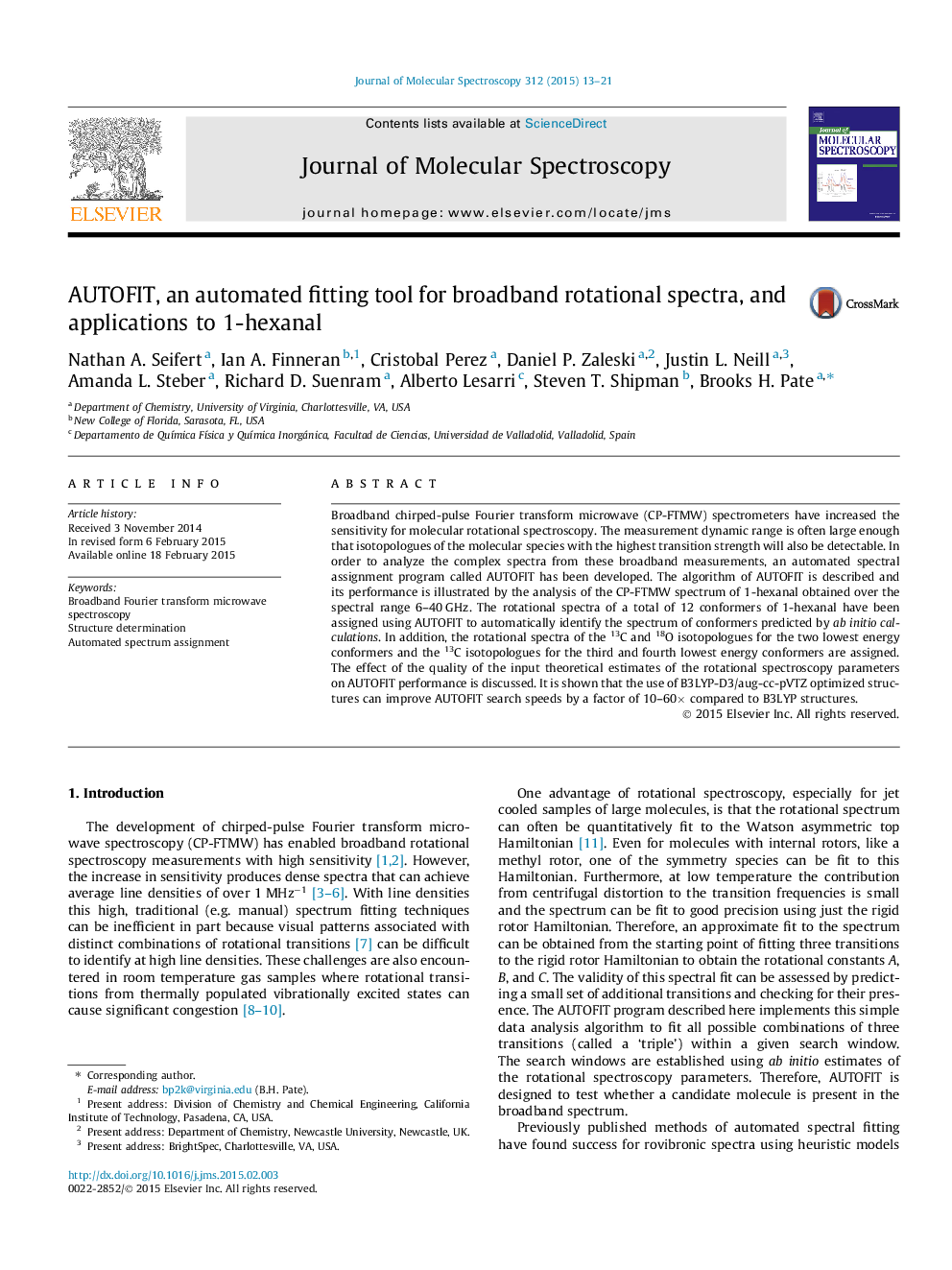 AUTOFIT, an automated fitting tool for broadband rotational spectra, and applications to 1-hexanal