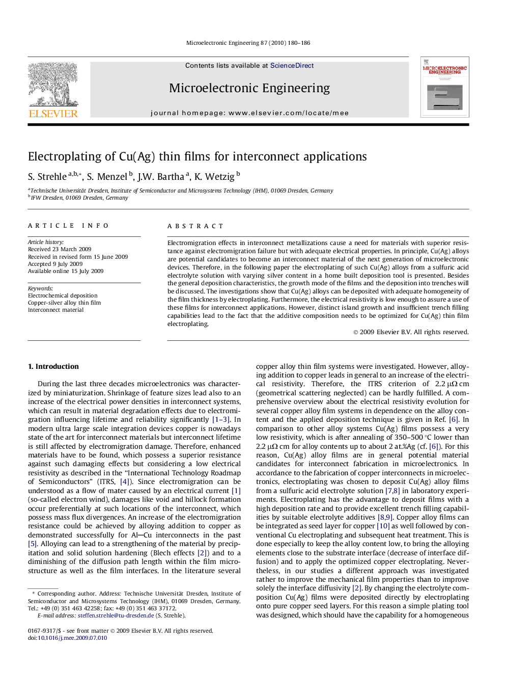 Electroplating of Cu(Ag) thin films for interconnect applications