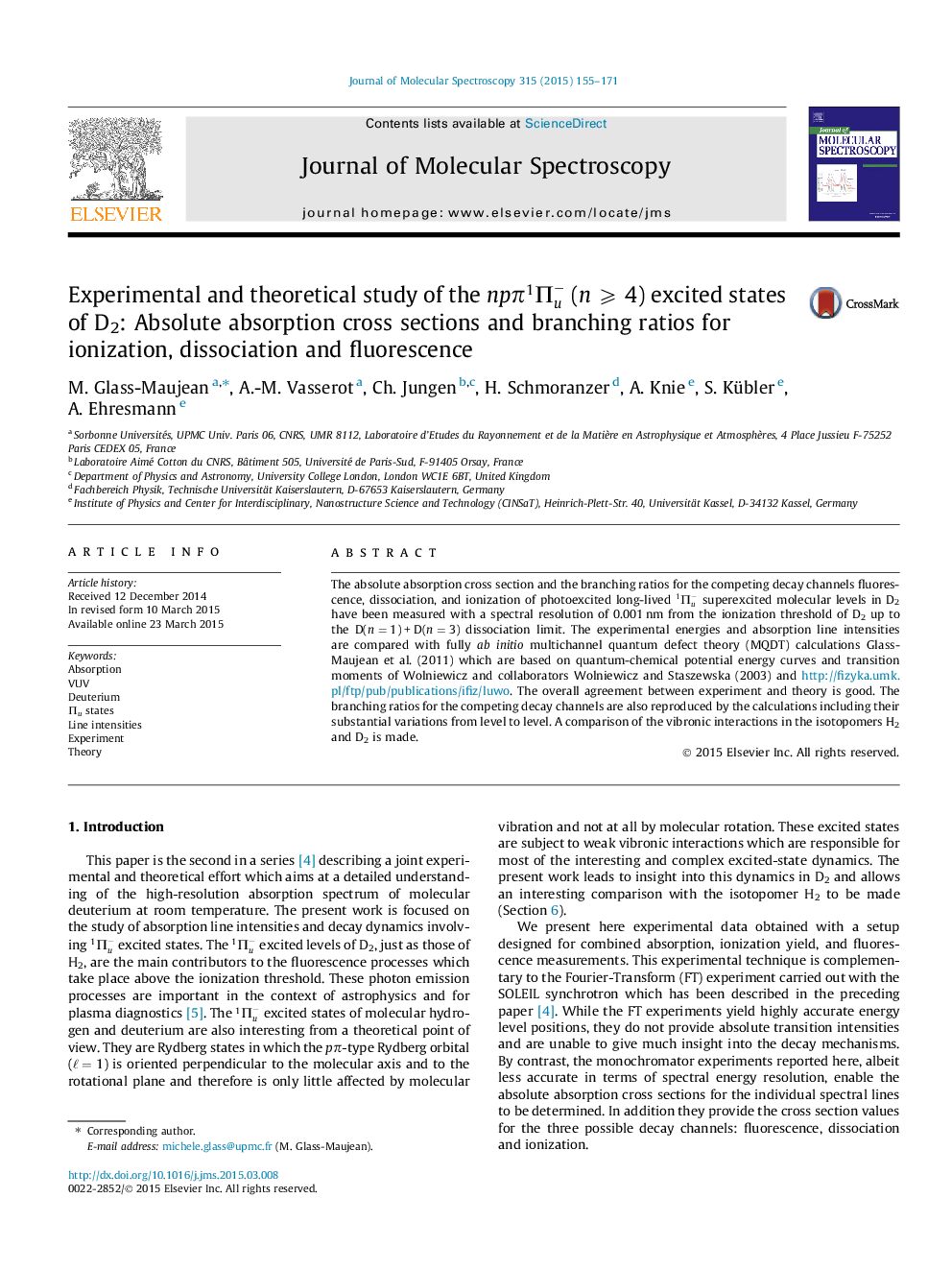 Experimental and theoretical study of the npÏ1Î u- (nâ©¾4) excited states of D2: Absolute absorption cross sections and branching ratios for ionization, dissociation and fluorescence