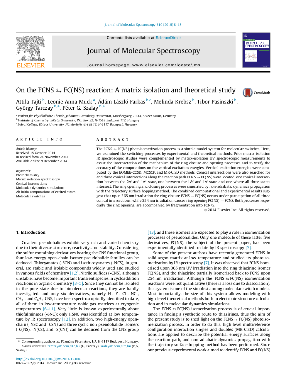 On the FCNSÂ âÂ FC(NS) reaction: A matrix isolation and theoretical study