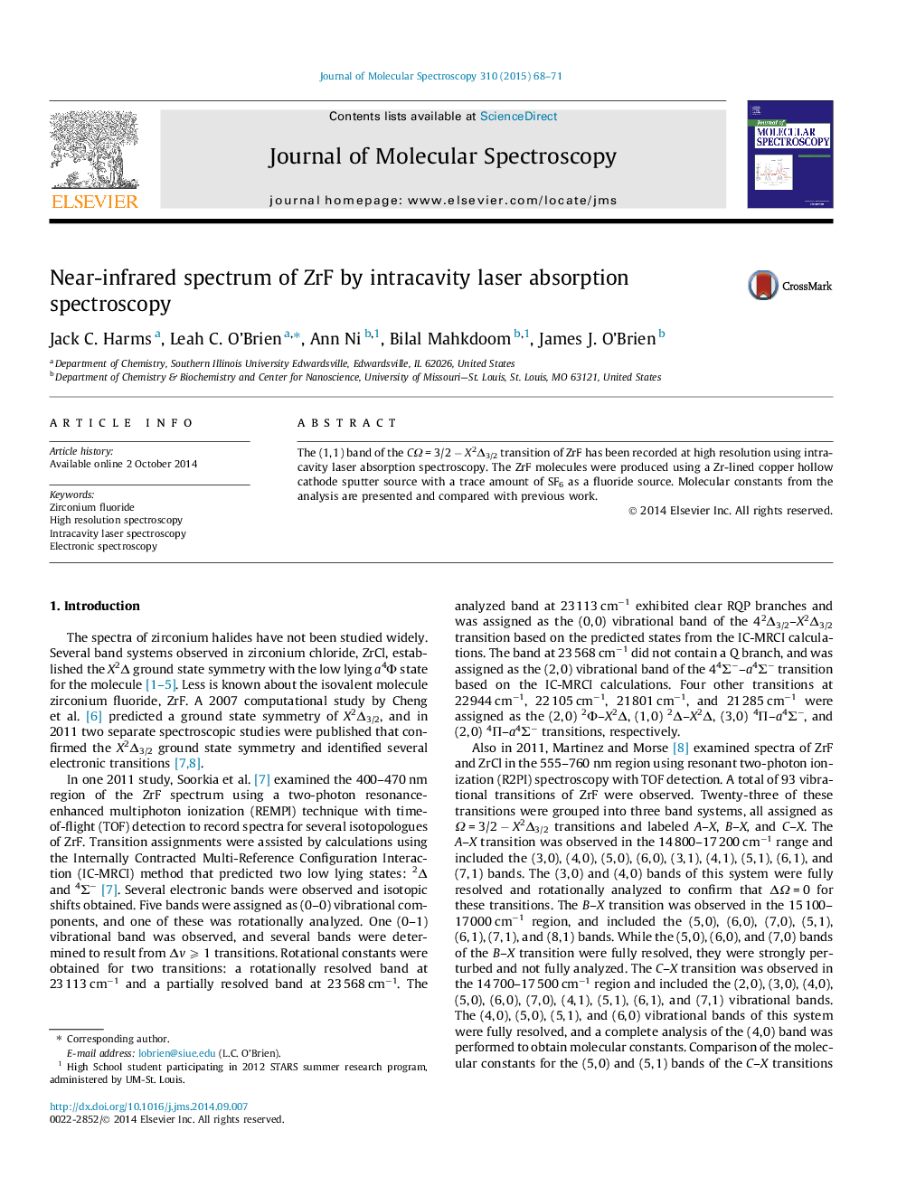 Near-infrared spectrum of ZrF by intracavity laser absorption spectroscopy