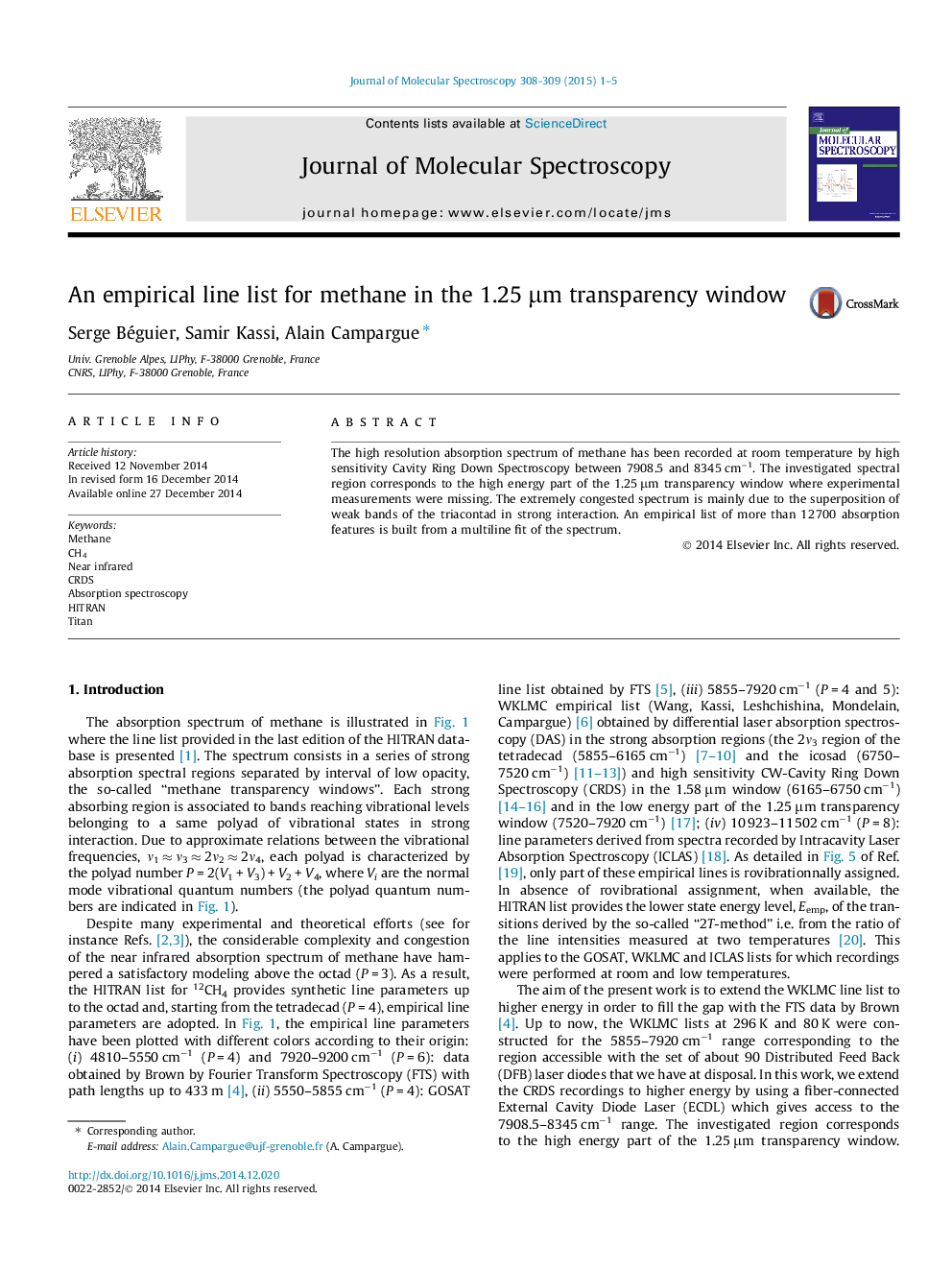 An empirical line list for methane in the 1.25Â Î¼m transparency window