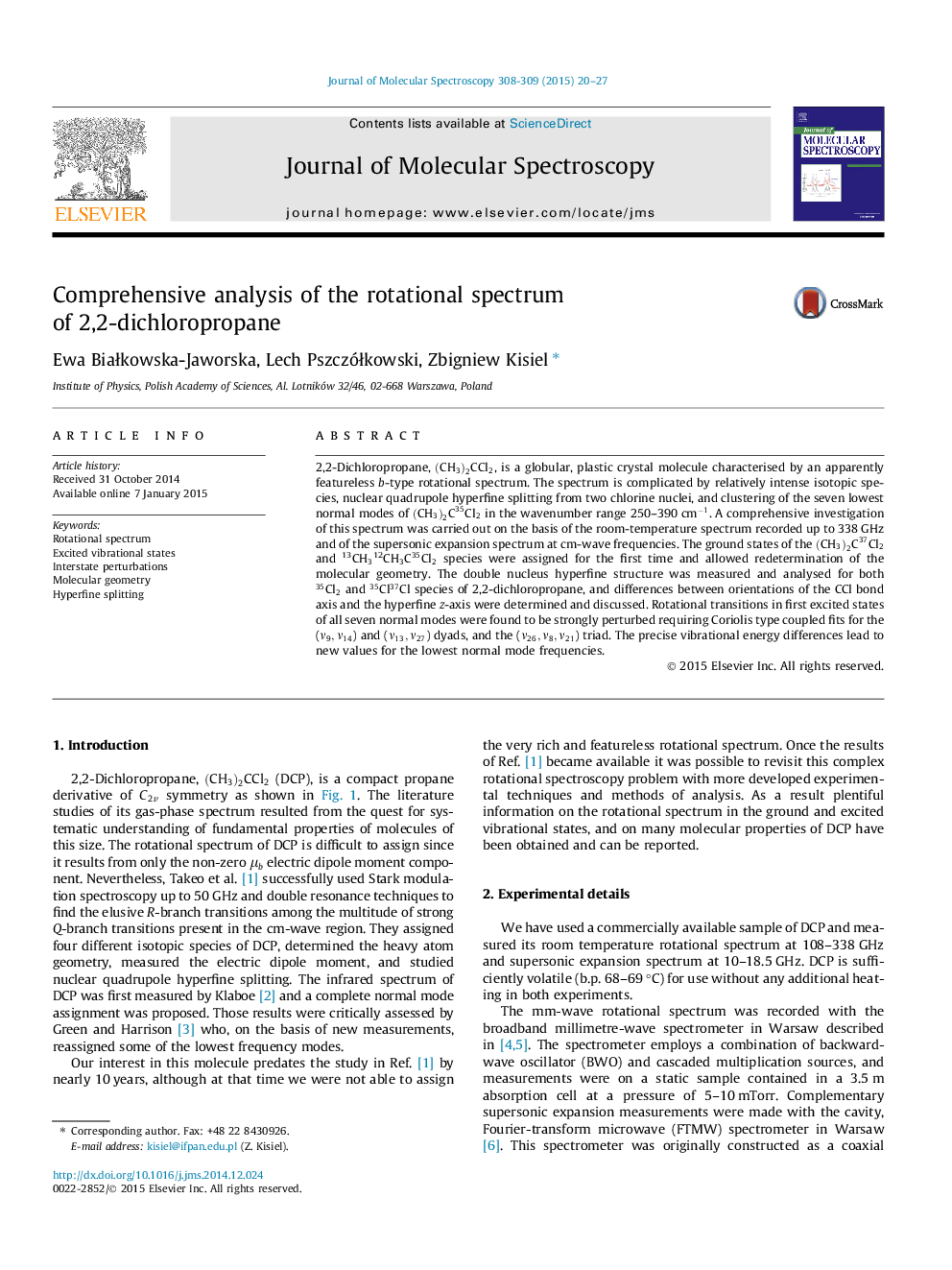 Comprehensive analysis of the rotational spectrum of 2,2-dichloropropane