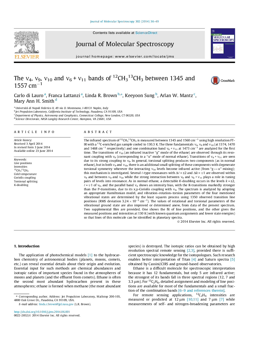 The Î½4, Î½9, Î½10 and Î½6Â +Â Î½11 bands of 12CH313CH3 between 1345 and 1557Â cmâ1