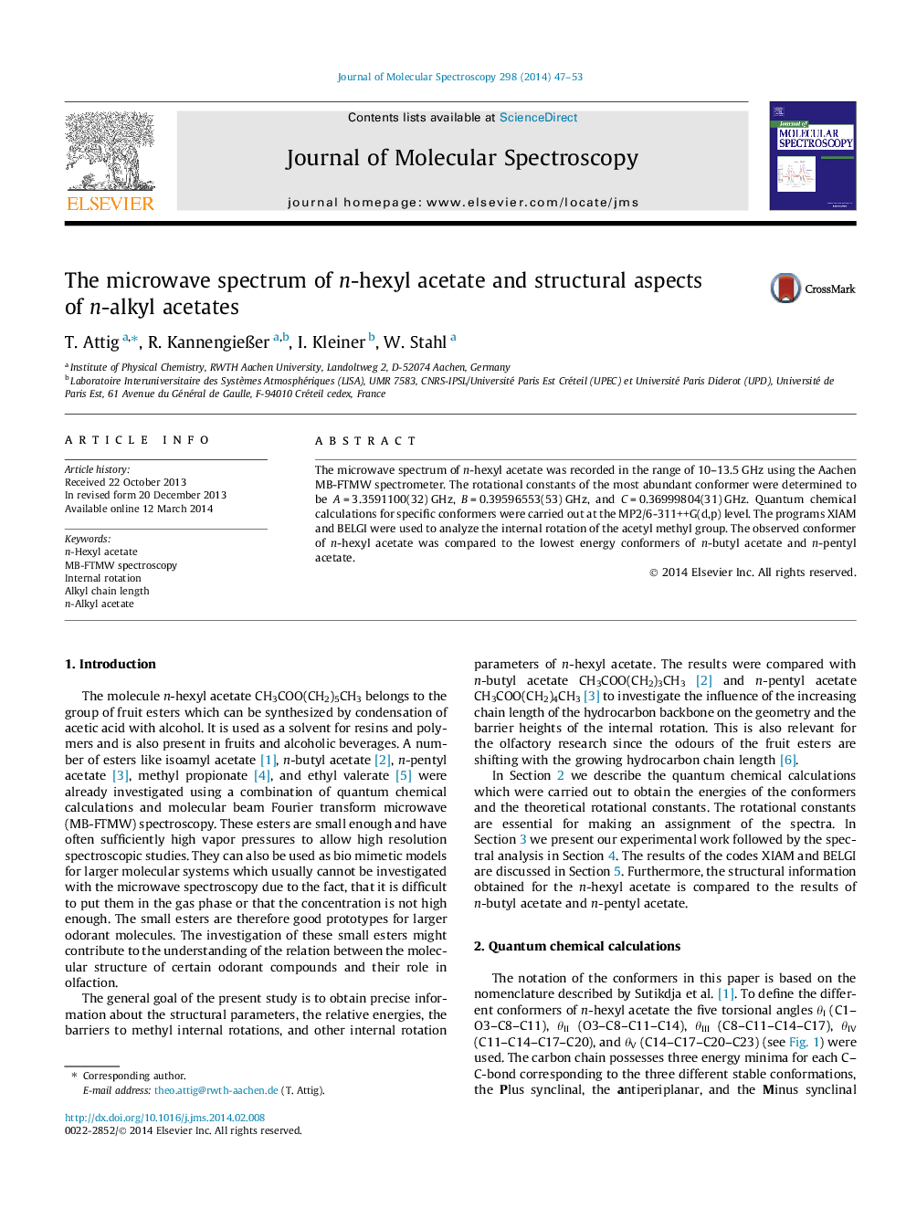 The microwave spectrum of n-hexyl acetate and structural aspects of n-alkyl acetates