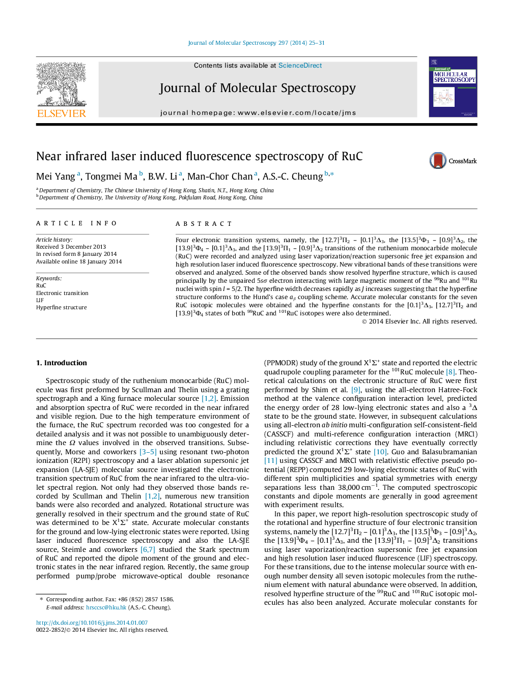 Near infrared laser induced fluorescence spectroscopy of RuC