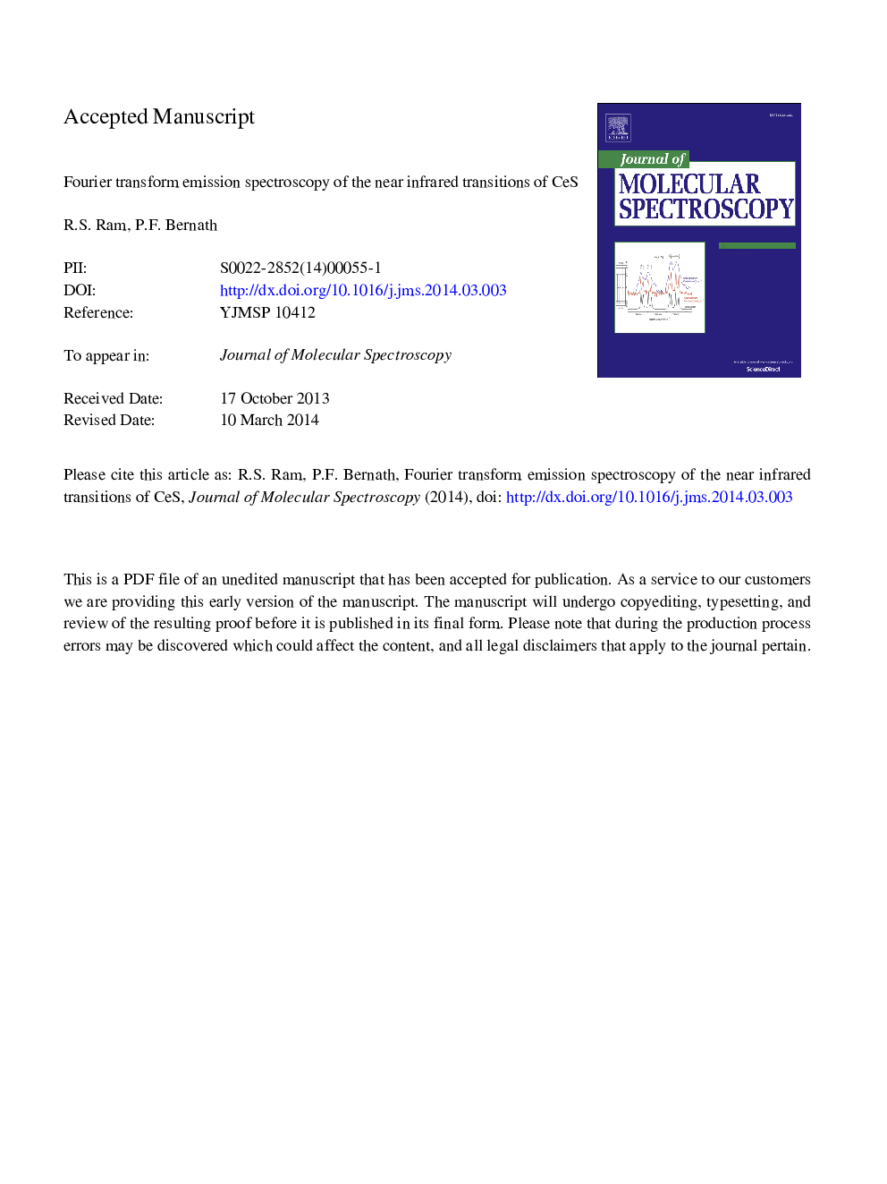 Fourier transform emission spectroscopy of the near infrared transitions of CeS