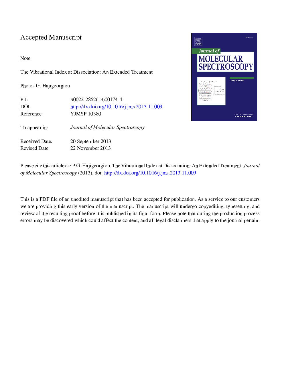 The vibrational index at dissociation: An extended treatment