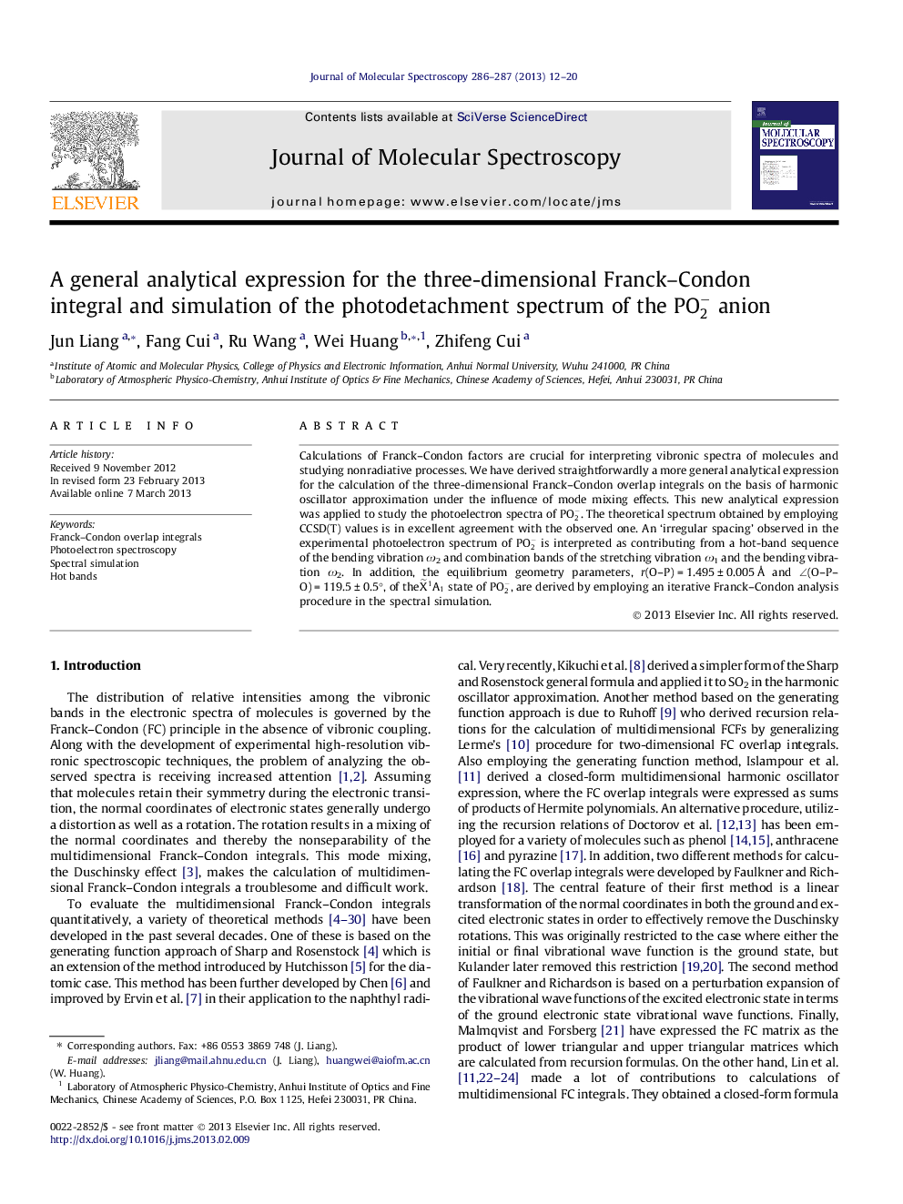 A general analytical expression for the three-dimensional Franck-Condon integral and simulation of the photodetachment spectrum of the PO2- anion