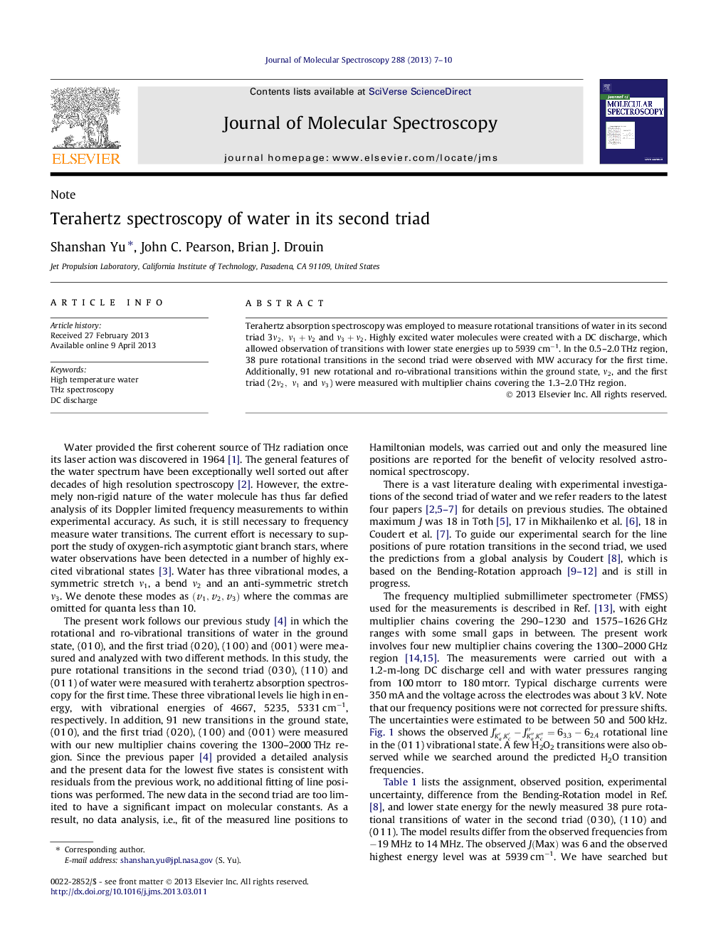 Terahertz spectroscopy of water in its second triad