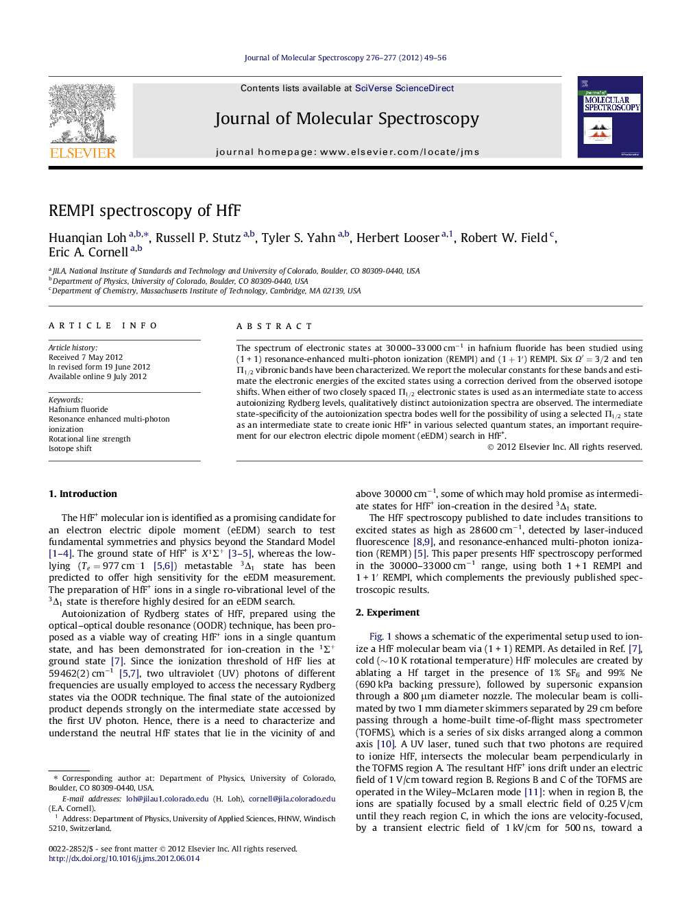 REMPI spectroscopy of HfF