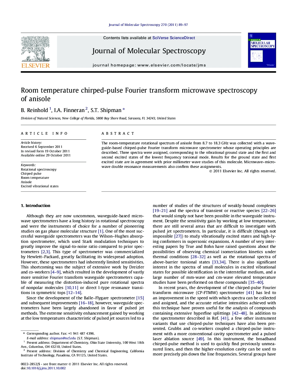 Room temperature chirped-pulse Fourier transform microwave spectroscopy of anisole