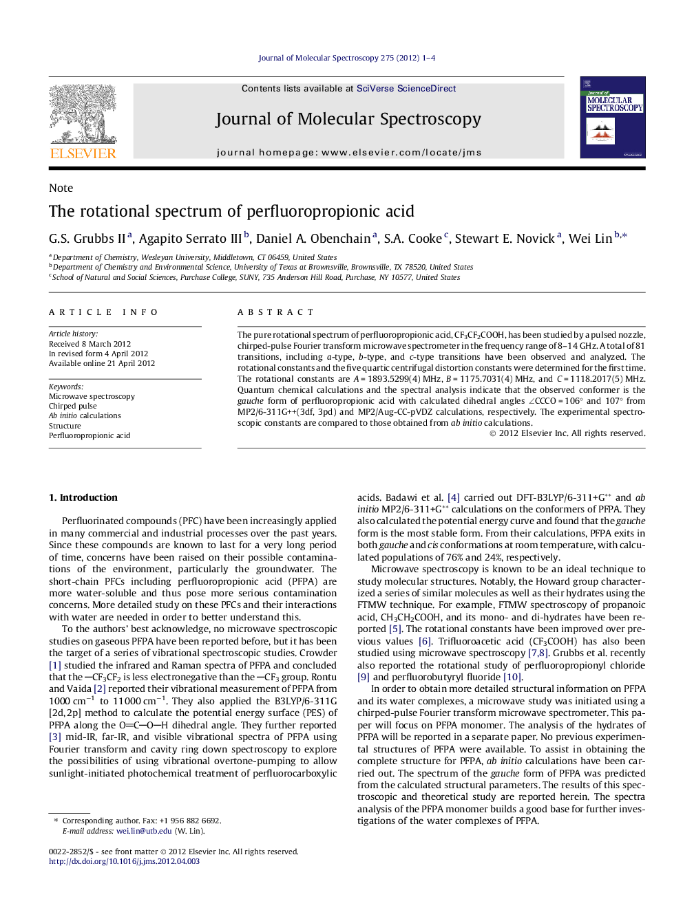 The rotational spectrum of perfluoropropionic acid