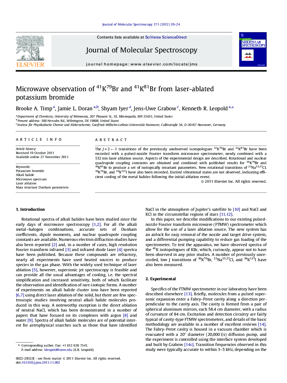 Microwave observation of 41K79Br and 41K81Br from laser-ablated potassium bromide