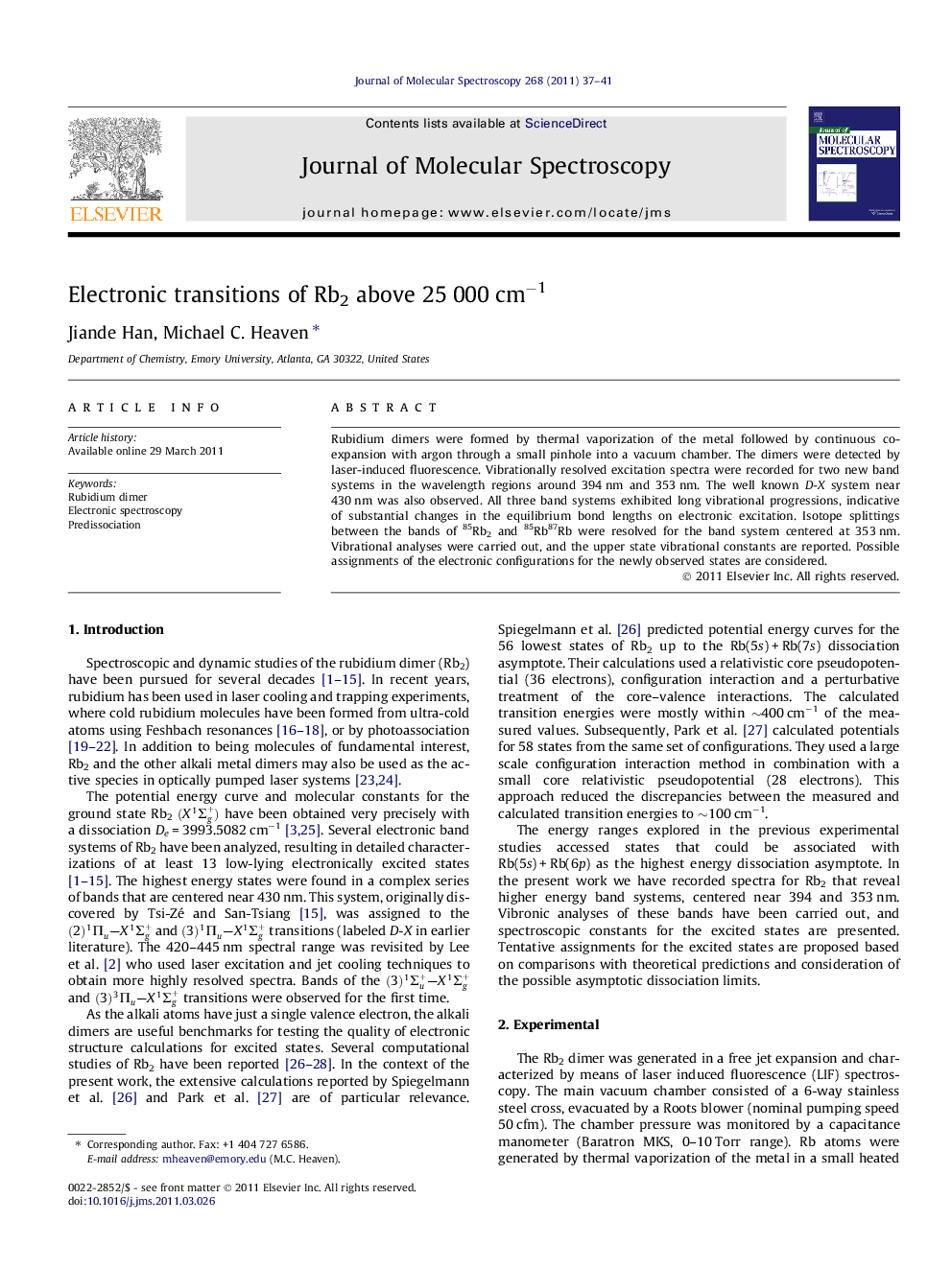 Electronic transitions of Rb2 above 25Â 000Â cmâ1