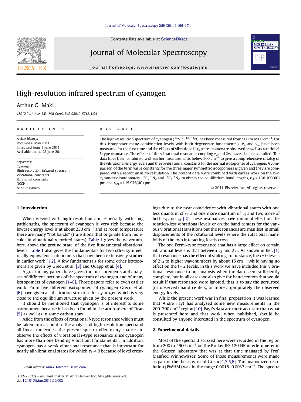 High-resolution infrared spectrum of cyanogen