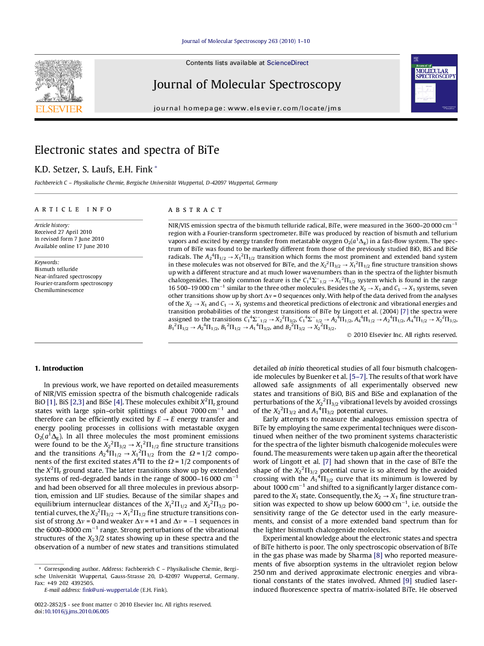 Electronic states and spectra of BiTe