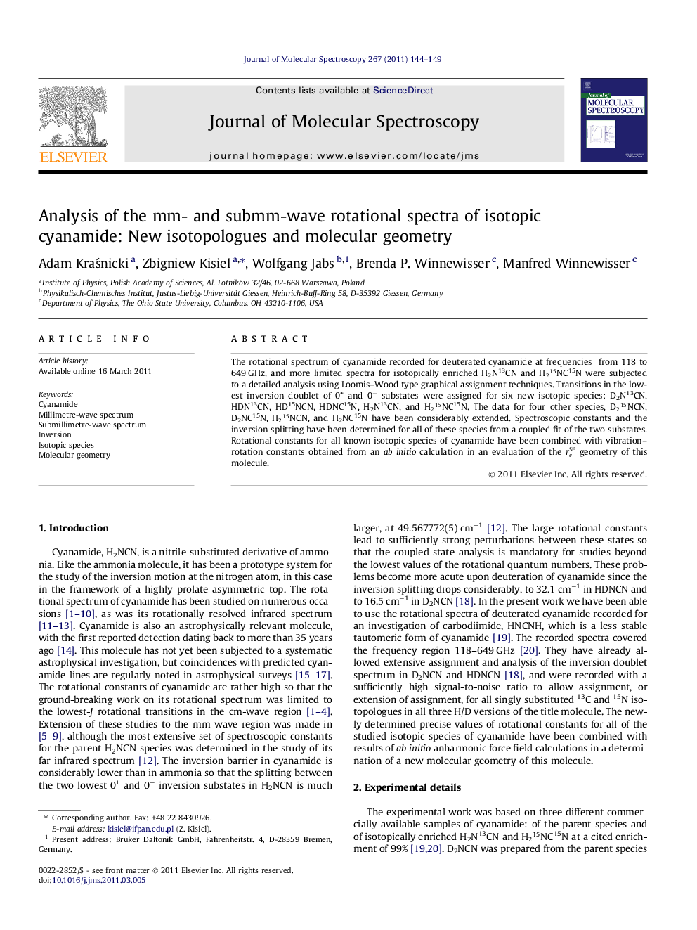 Analysis of the mm- and submm-wave rotational spectra of isotopic cyanamide: New isotopologues and molecular geometry