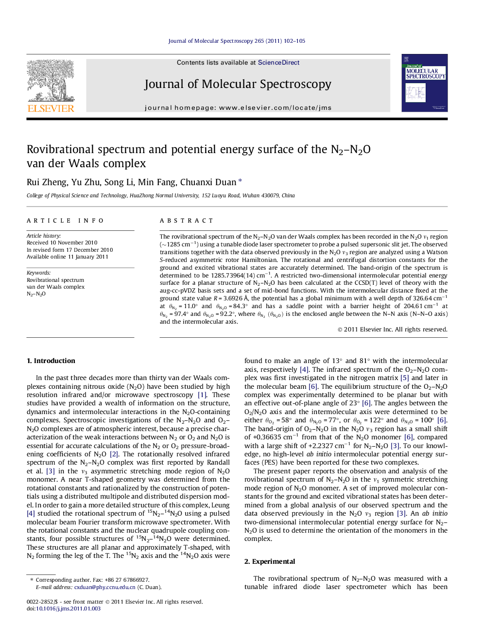 Rovibrational spectrum and potential energy surface of the N2-N2O van der Waals complex