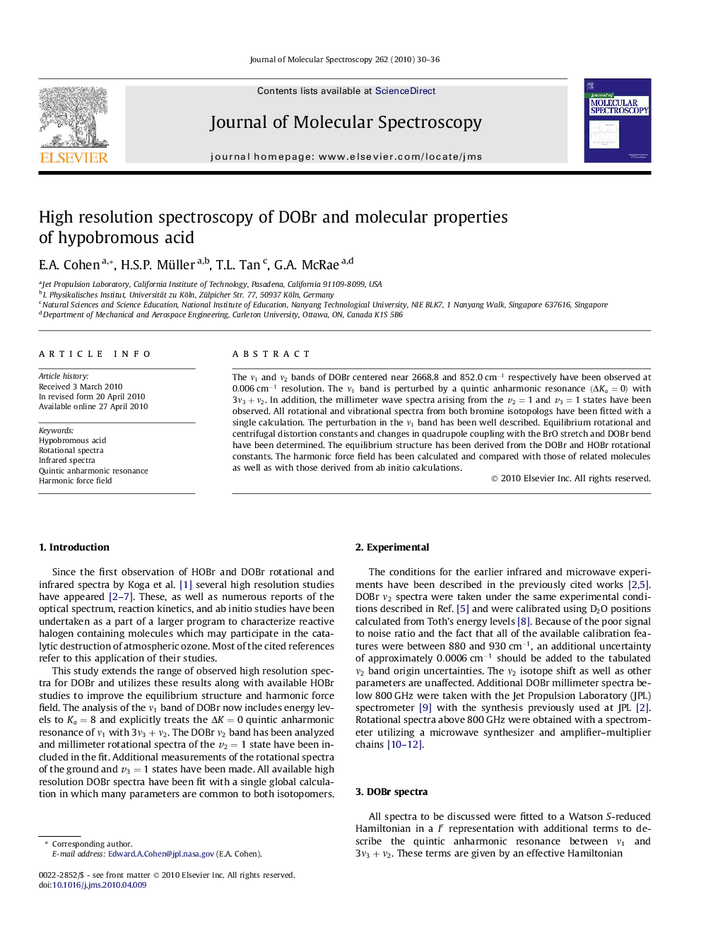 High resolution spectroscopy of DOBr and molecular properties of hypobromous acid