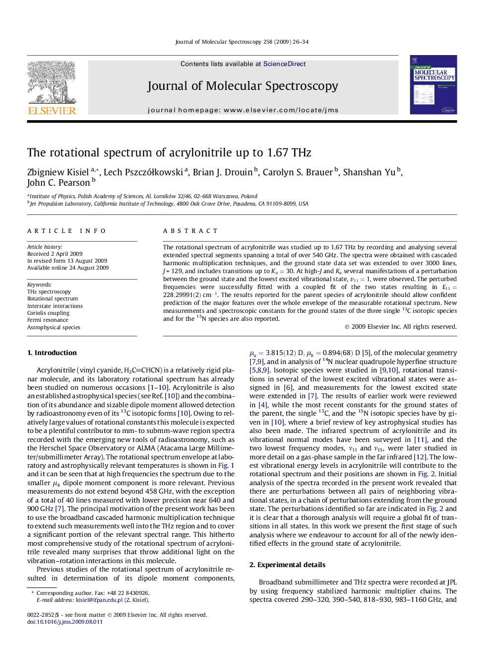 The rotational spectrum of acrylonitrile up to 1.67Â THz