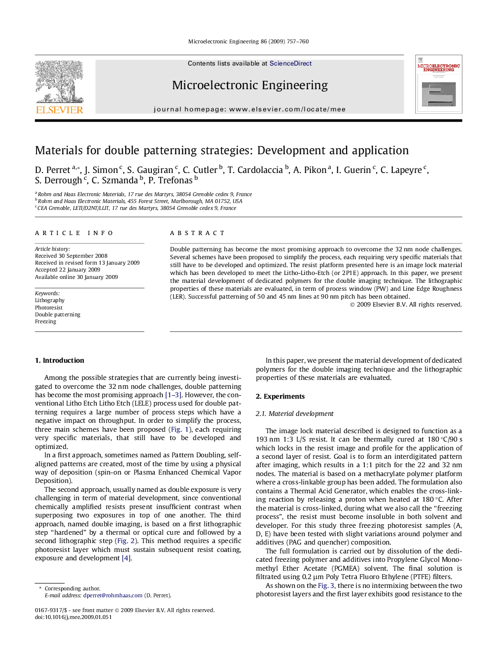 Materials for double patterning strategies: Development and application