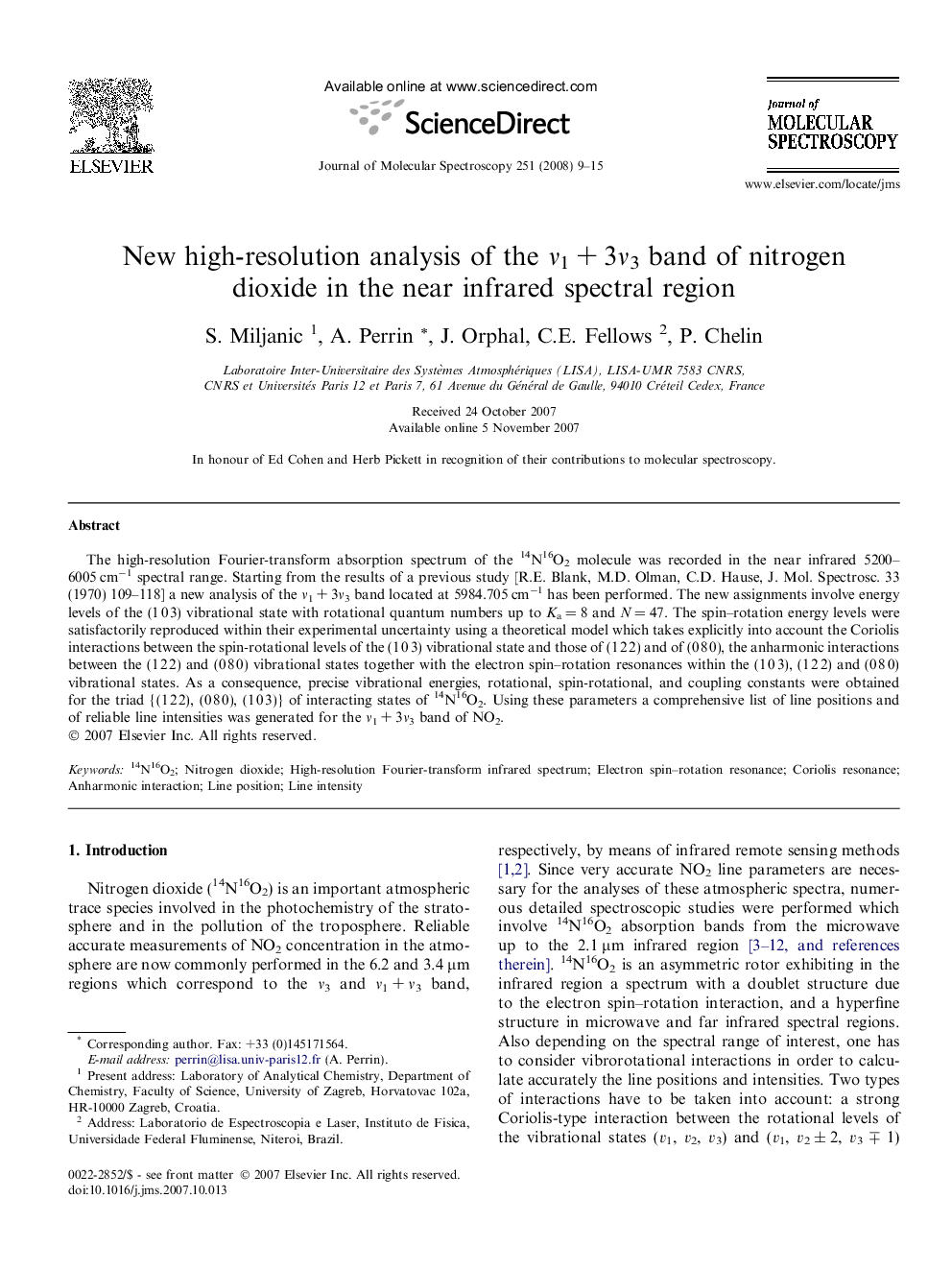 New high-resolution analysis of the Î½1Â +Â 3Î½3 band of nitrogen dioxide in the near infrared spectral region