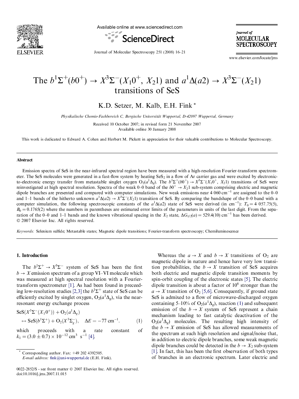 The b1Î£+(b0+)Â âÂ X3Î£â(X10+, X21) and a1Î(a2)Â âÂ X3Î£â(X21) transitions of SeS