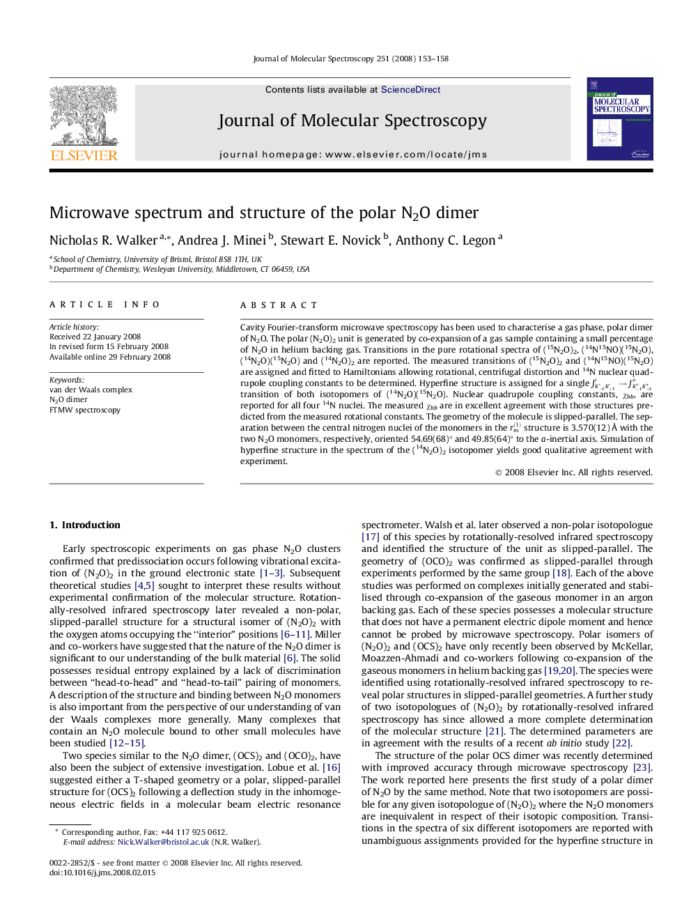 Microwave spectrum and structure of the polar N2O dimer