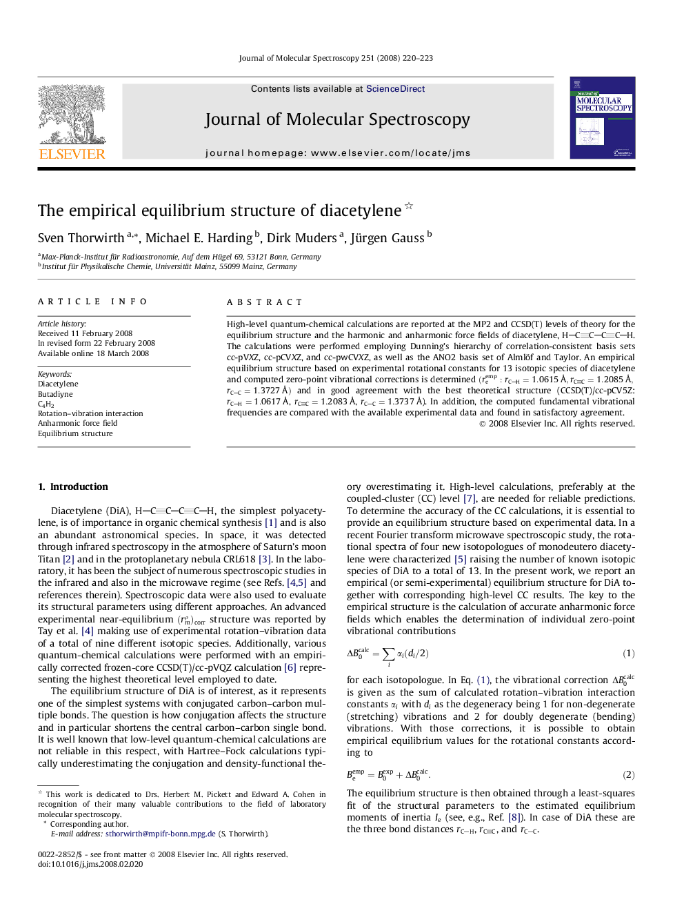 The empirical equilibrium structure of diacetylene