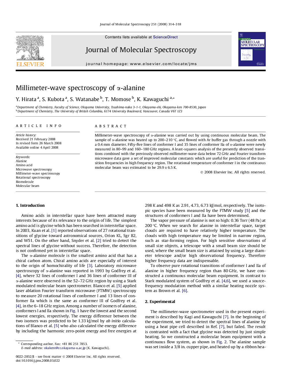 Millimeter-wave spectroscopy of Î±-alanine