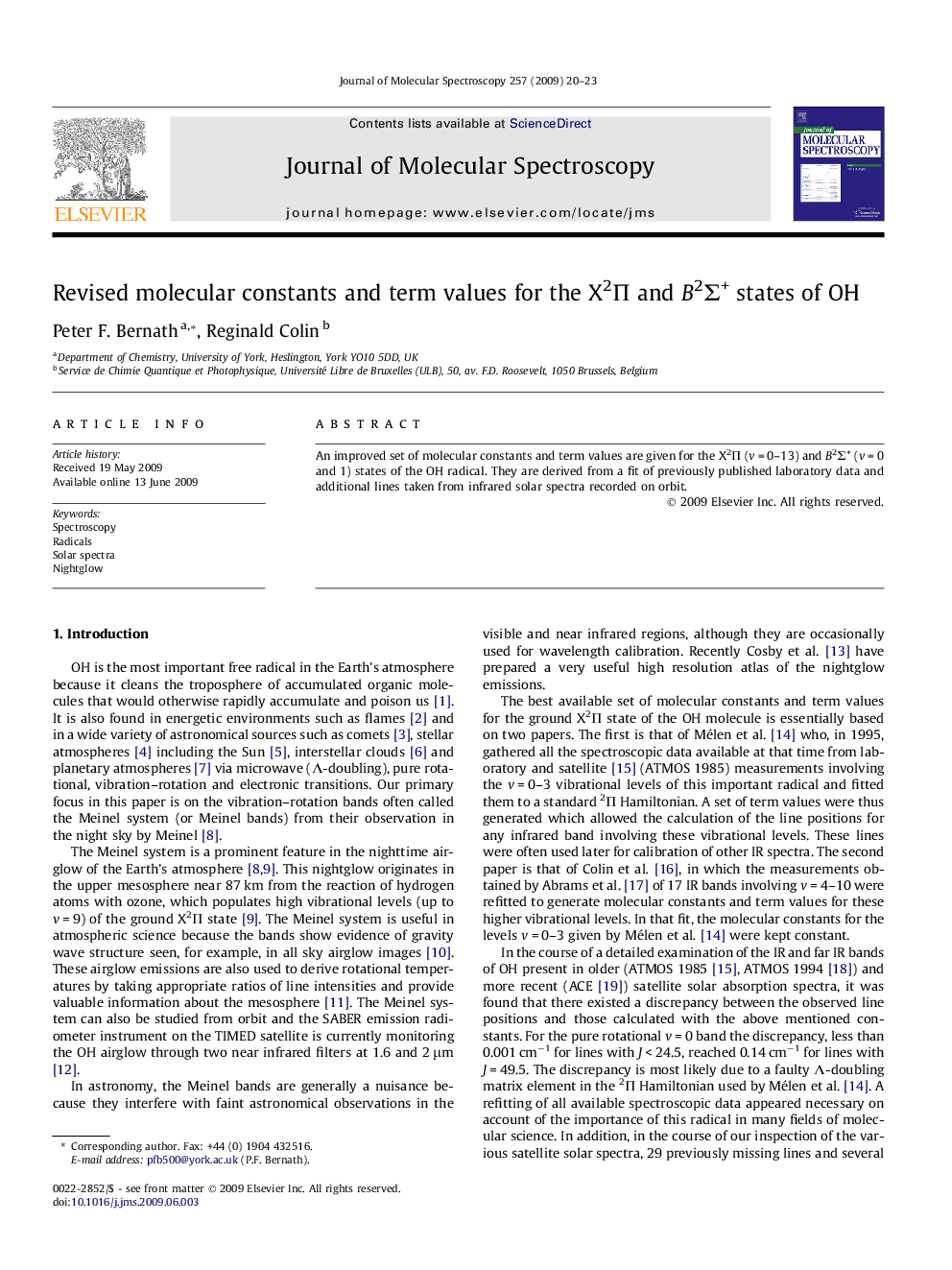 Revised molecular constants and term values for the X2Î  and B2Î£+ states of OH