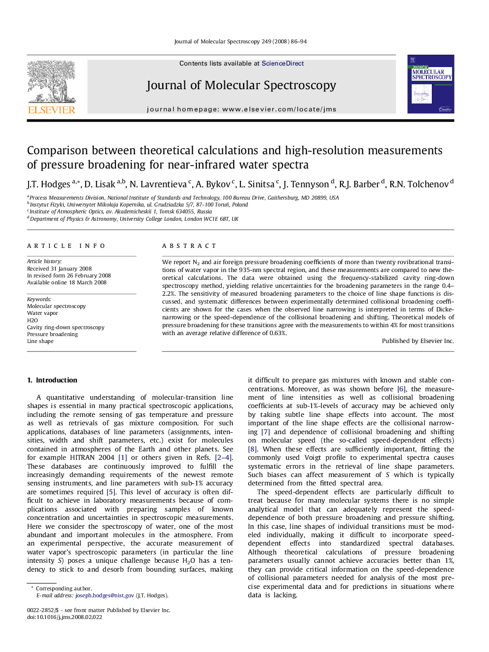 Comparison between theoretical calculations and high-resolution measurements of pressure broadening for near-infrared water spectra