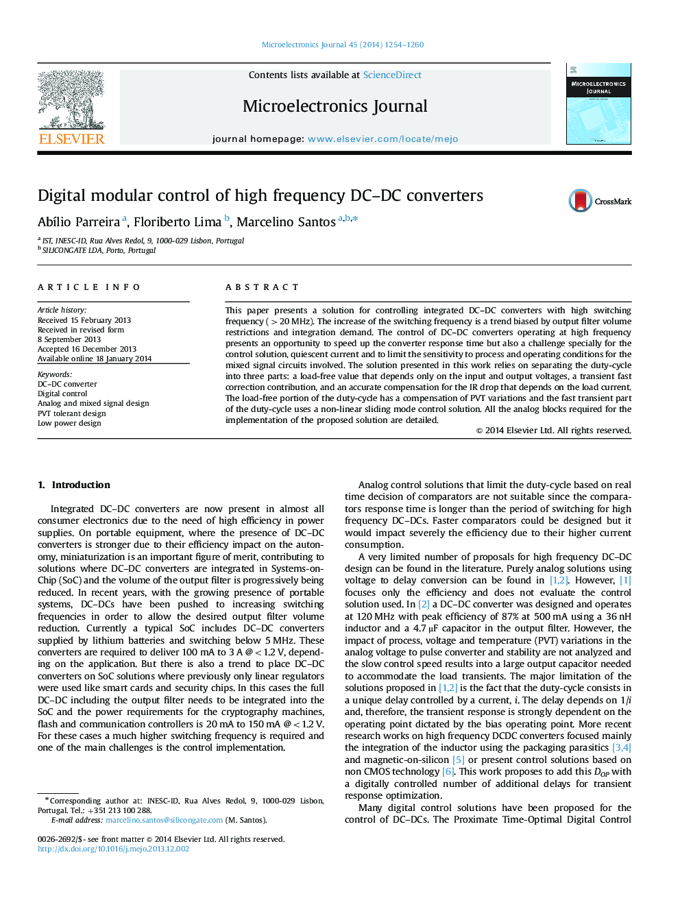 Digital modular control of high frequency DC–DC converters