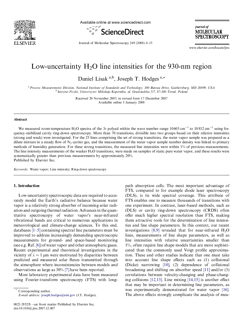 Low-uncertainty H2O line intensities for the 930-nm region