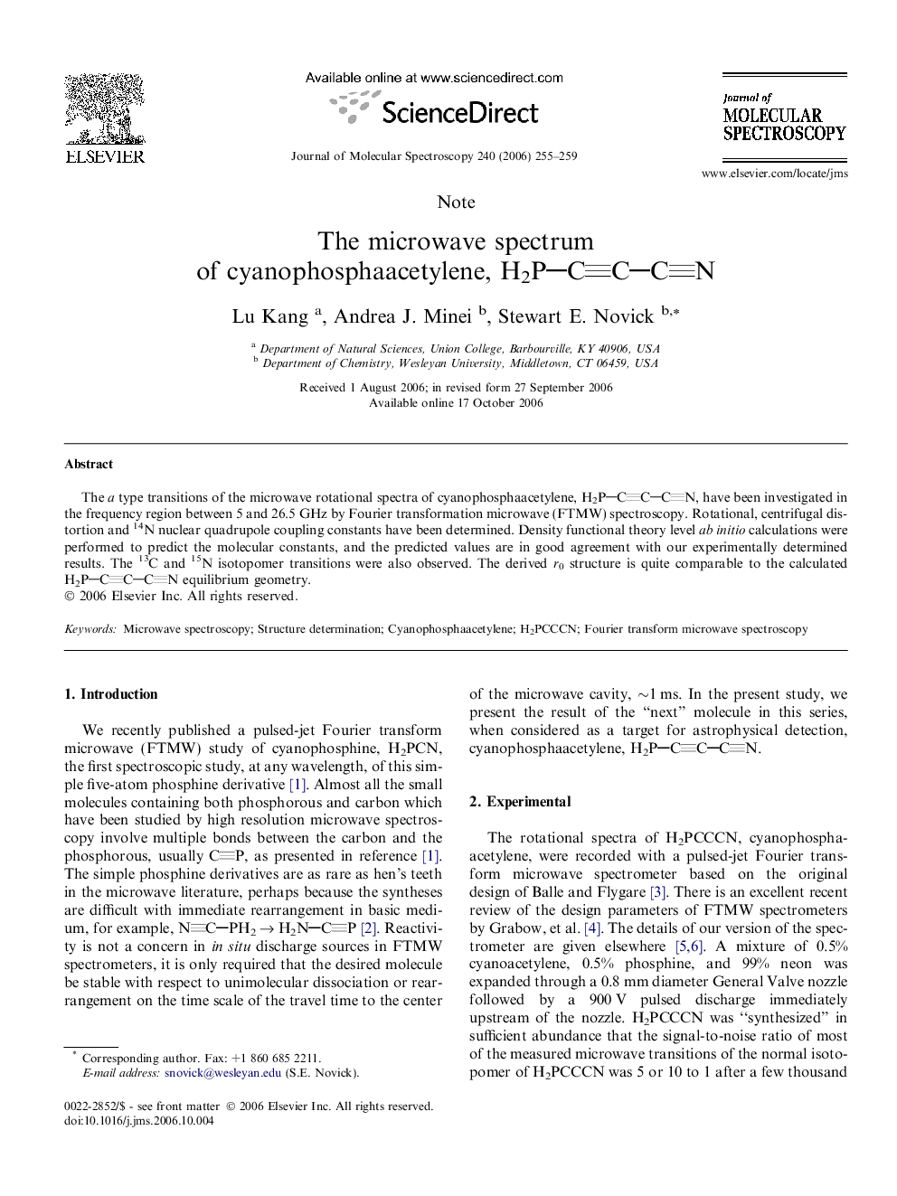 The microwave spectrum of cyanophosphaacetylene, H2PCCCN