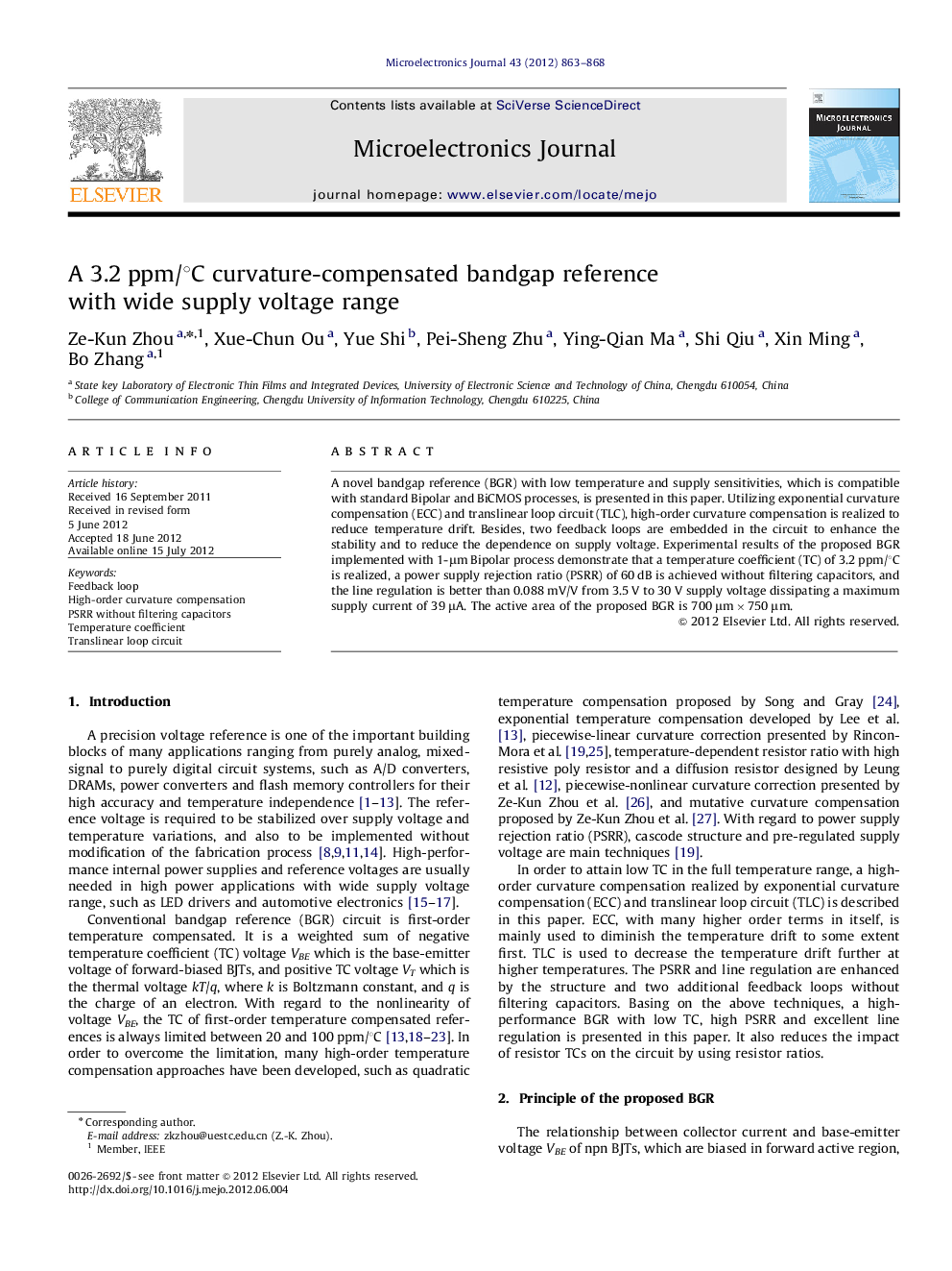 A 3.2 ppm/°C curvature-compensated bandgap reference with wide supply voltage range