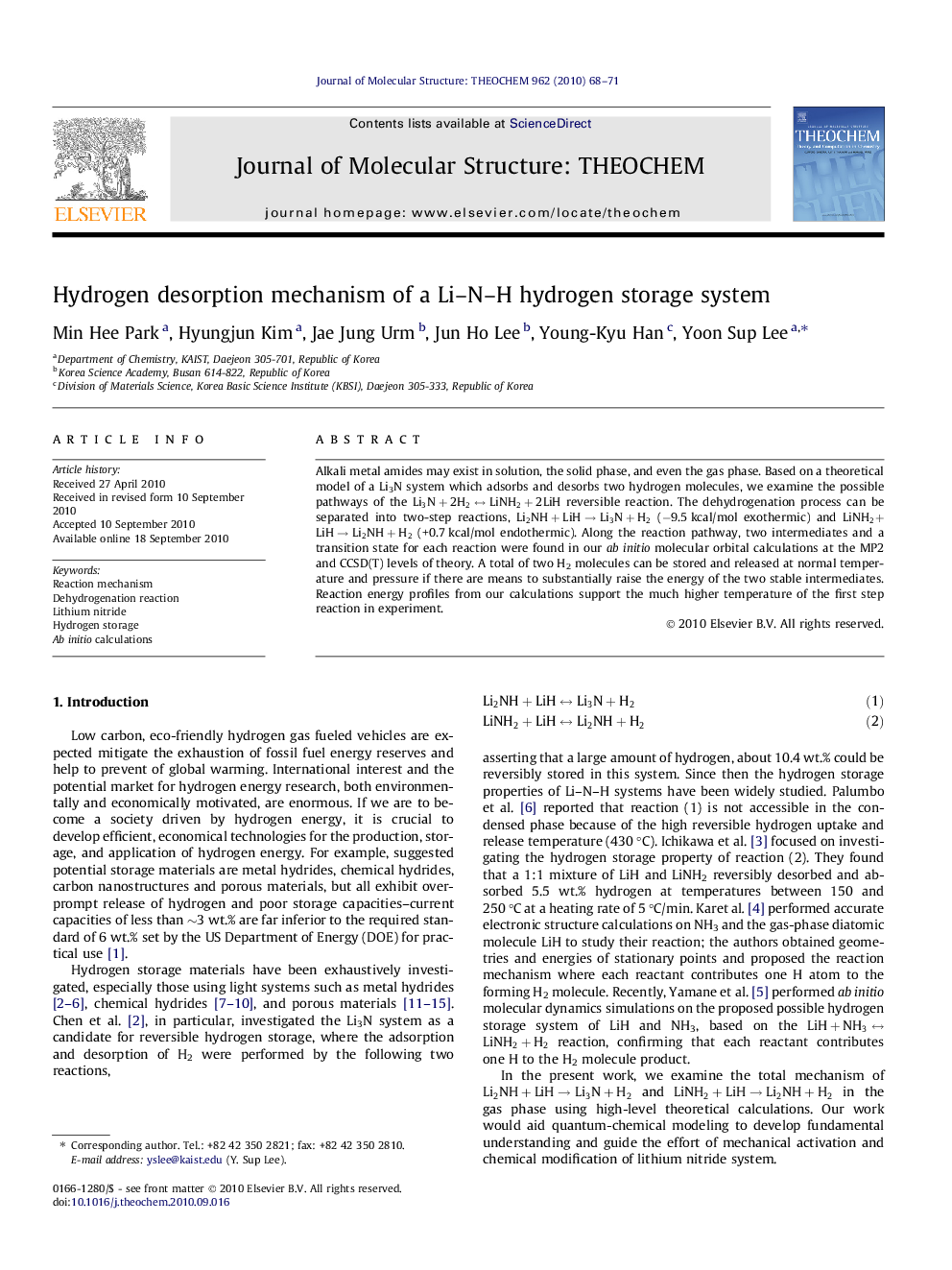 Hydrogen desorption mechanism of a Li-N-H hydrogen storage system