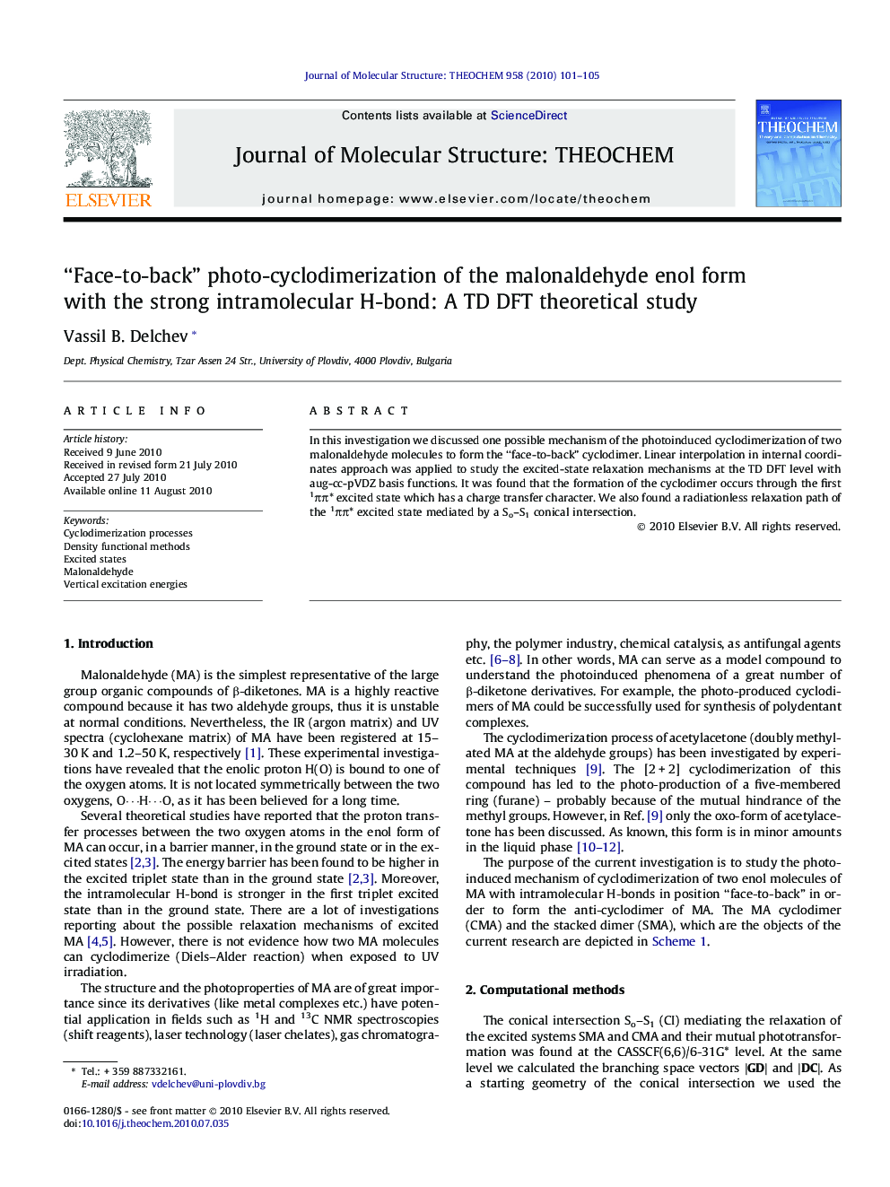 “Face-to-back” photo-cyclodimerization of the malonaldehyde enol form with the strong intramolecular H-bond: A TD DFT theoretical study
