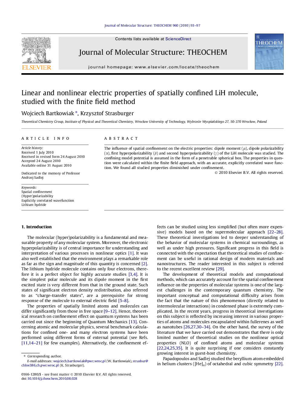 Linear and nonlinear electric properties of spatially confined LiH molecule, studied with the finite field method