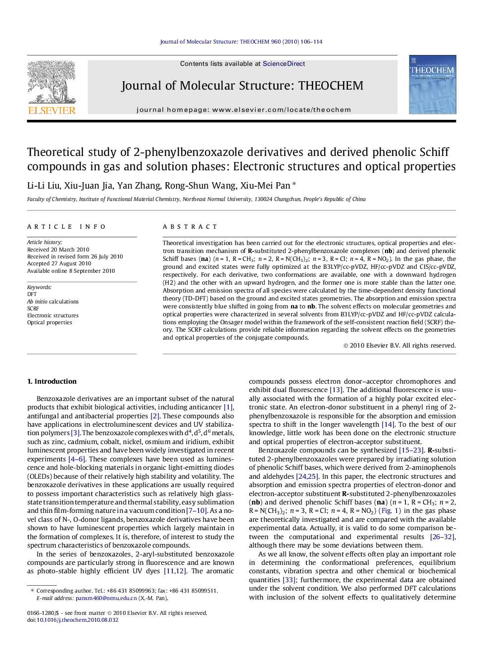 Theoretical study of 2-phenylbenzoxazole derivatives and derived phenolic Schiff compounds in gas and solution phases: Electronic structures and optical properties