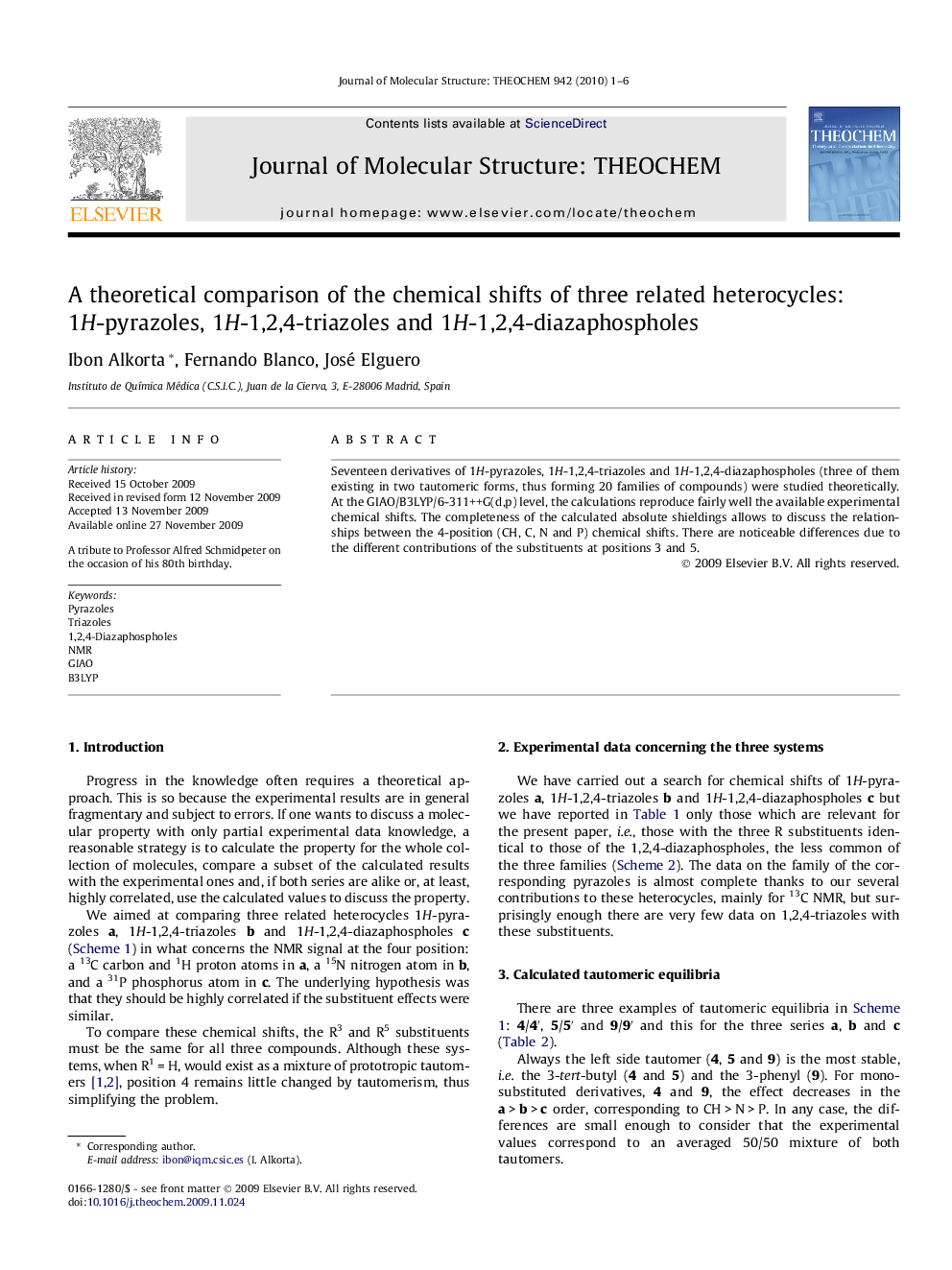 A theoretical comparison of the chemical shifts of three related heterocycles: 1H-pyrazoles, 1H-1,2,4-triazoles and 1H-1,2,4-diazaphospholes