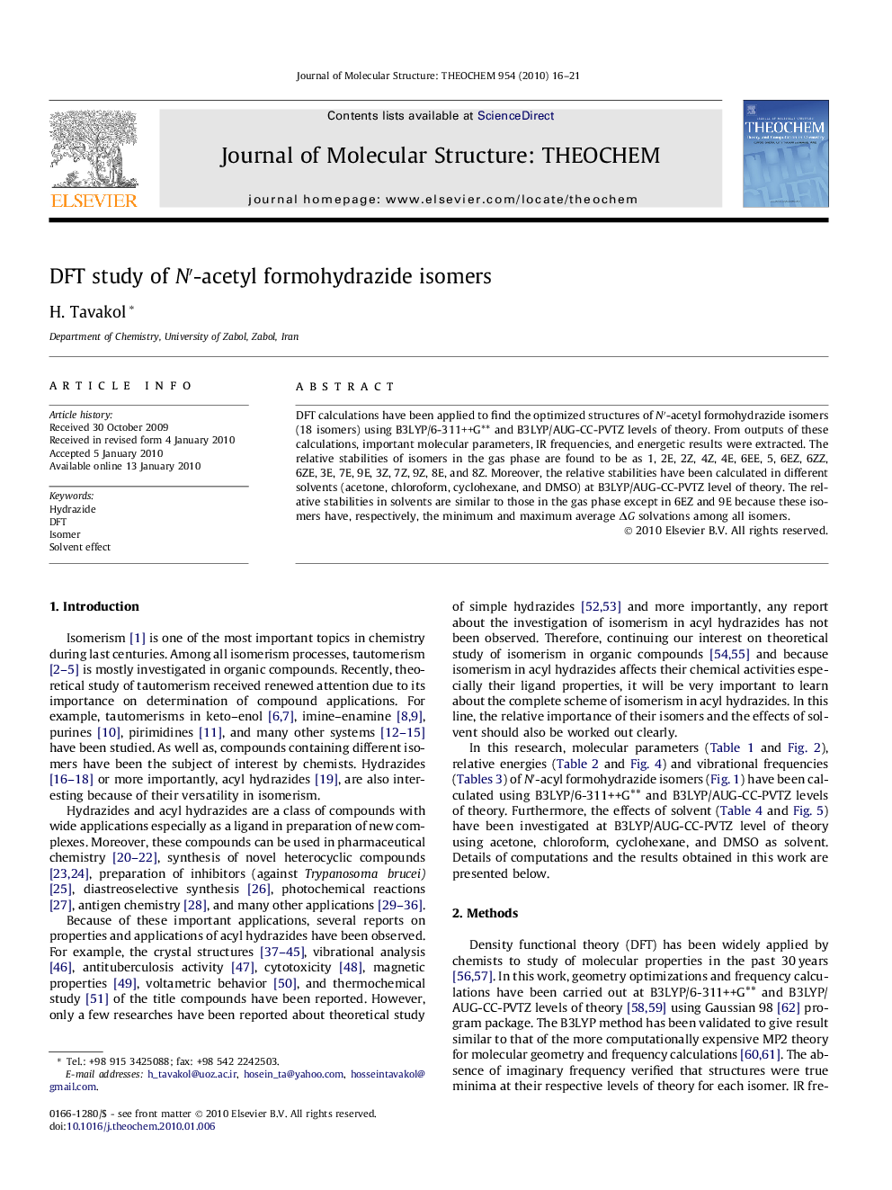 DFT study of Nâ²-acetyl formohydrazide isomers
