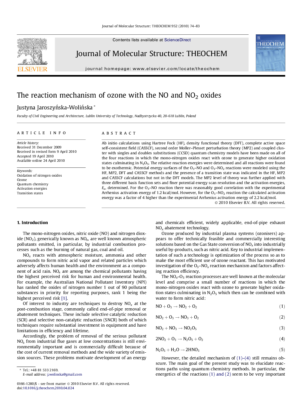 The reaction mechanism of ozone with the NO and NO2 oxides