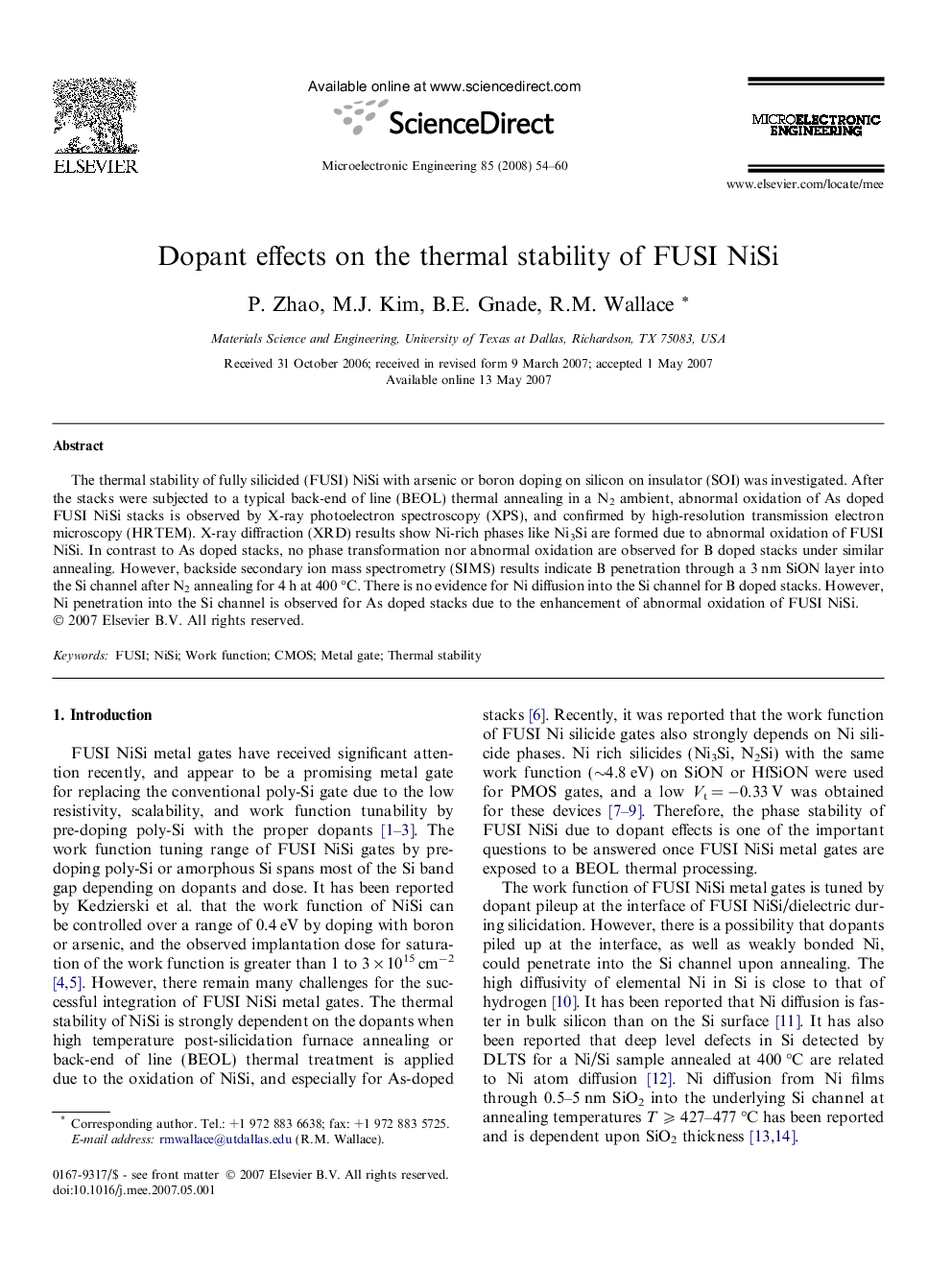 Dopant effects on the thermal stability of FUSI NiSi