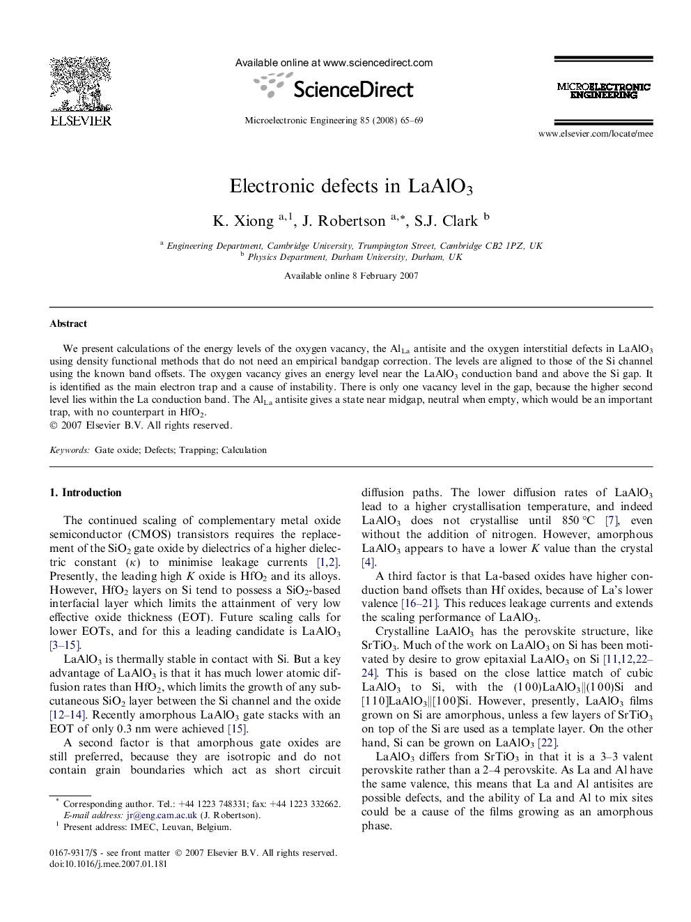 Electronic defects in LaAlO3