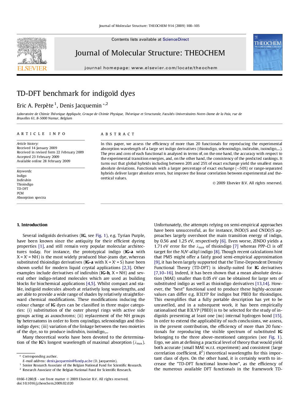 TD-DFT benchmark for indigoïd dyes