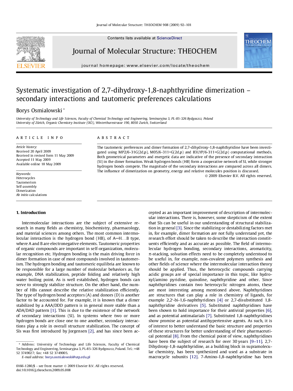 Systematic investigation of 2,7-dihydroxy-1,8-naphthyridine dimerization - secondary interactions and tautomeric preferences calculations