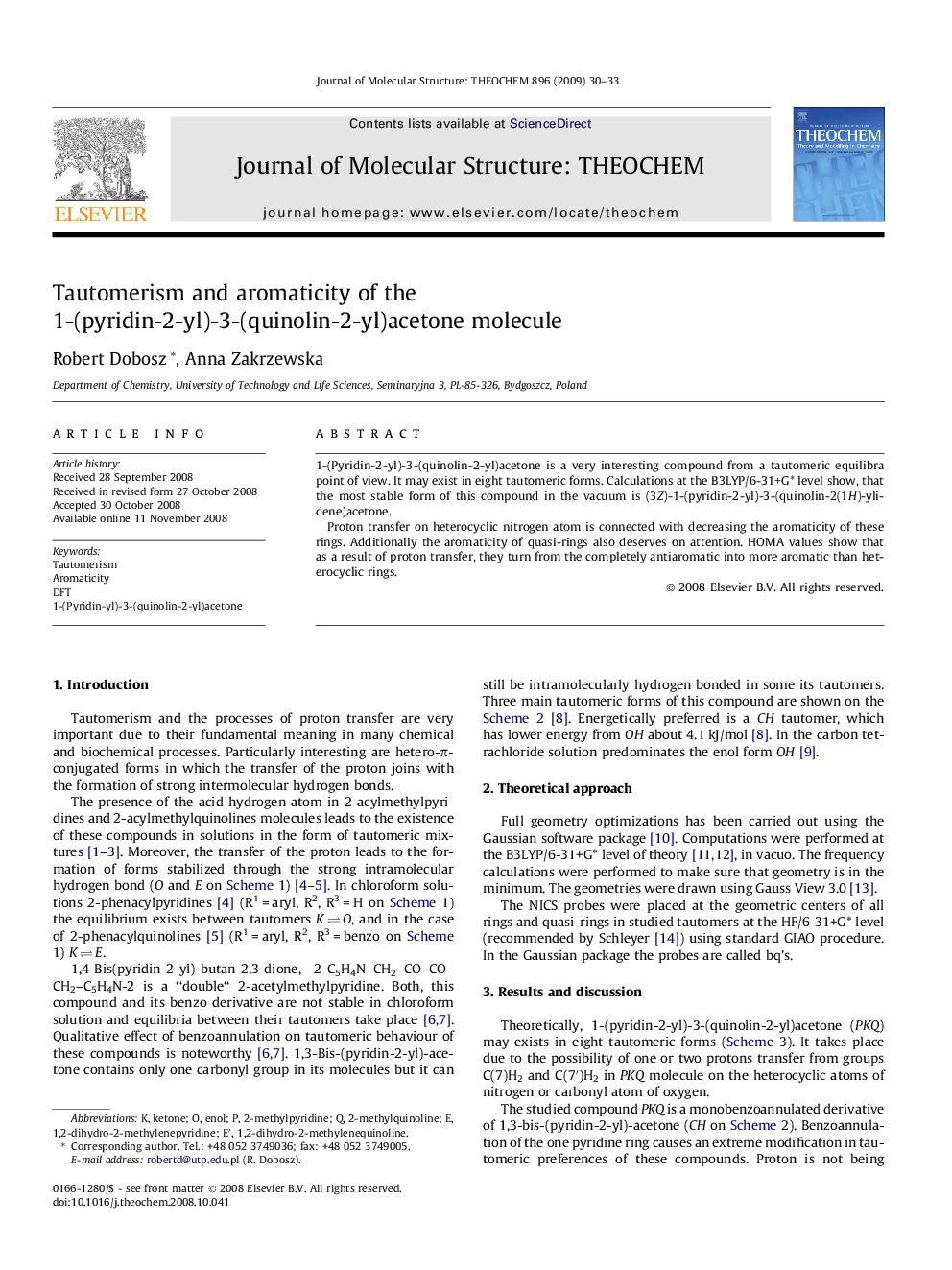 Tautomerism and aromaticity of the 1-(pyridin-2-yl)-3-(quinolin-2-yl)acetone molecule