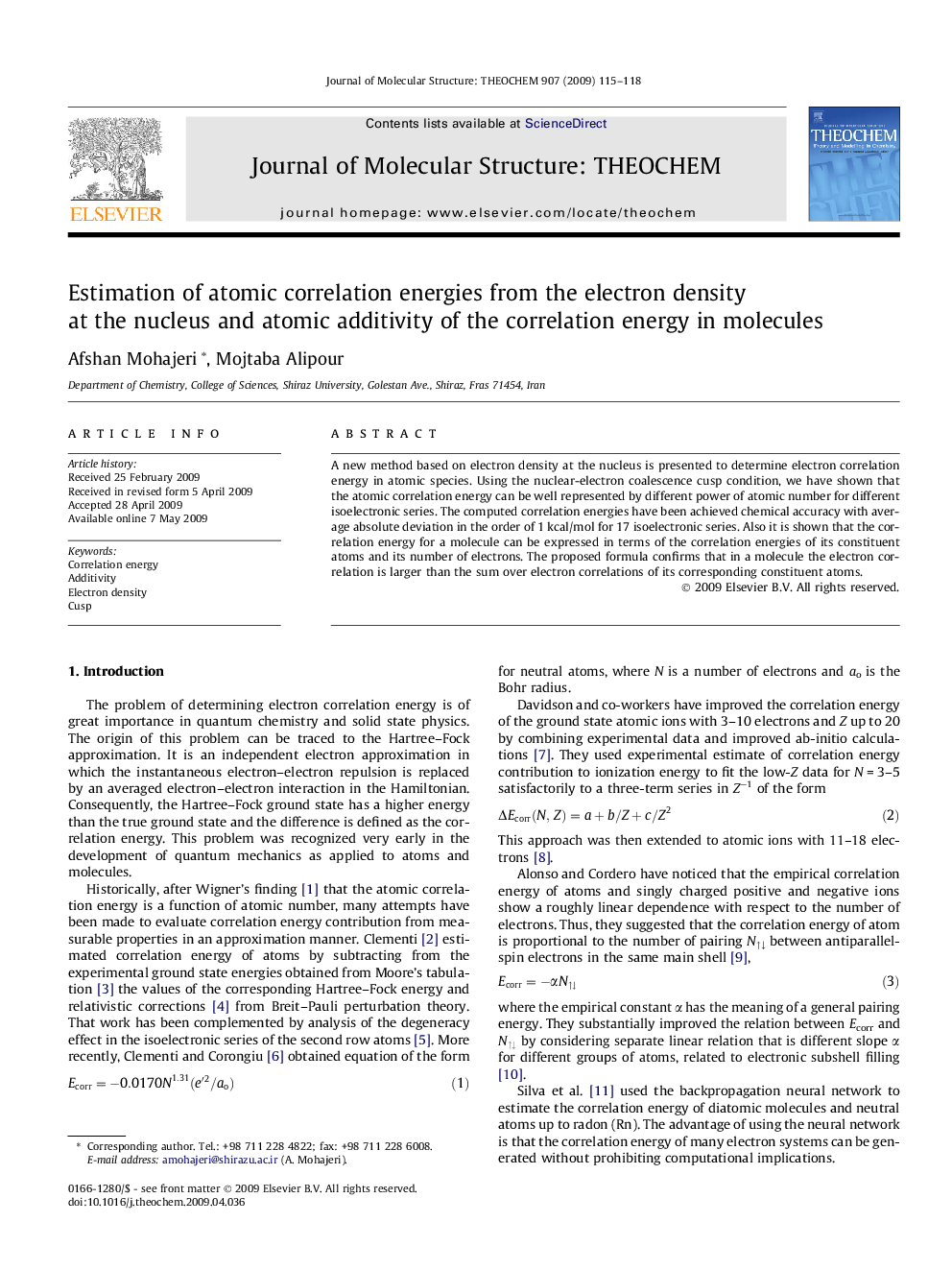 Estimation of atomic correlation energies from the electron density at the nucleus and atomic additivity of the correlation energy in molecules